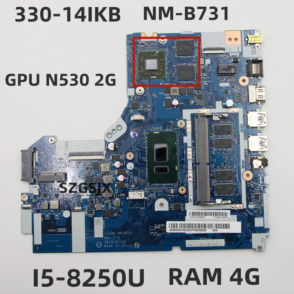 Pre Lenovo IdeaPad 330-14ikb laptop základná doska NM-B731 CPU I5-8250U N530_2G RAM 4G FRU: 5B20R16823 5B20R16812 100% test