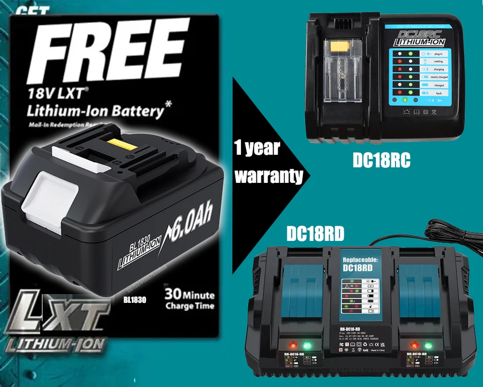 Pre Makita 18V 6.0AH LXT li-ion batéria alebo duálna nabíjačka BL1860 BL1830 BL1850 US FR RU DE