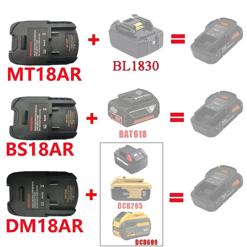 Pre Makita pre Dewalt pre Bosch pre prevodník adaptéra batérie Milwaukee MT18AR DM18AR BS18ar pre nástroj Ridgid & AEG 18V nástroj