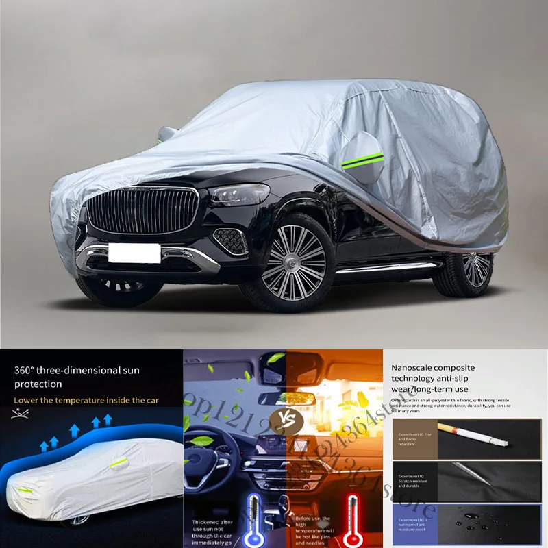 Pre Maybach GLS 210T Fit Outdoor Offhore Plné kryty automobilov Snow Cover Sunshade Witerproof Dustodous odolný voči exteriéru automobilu