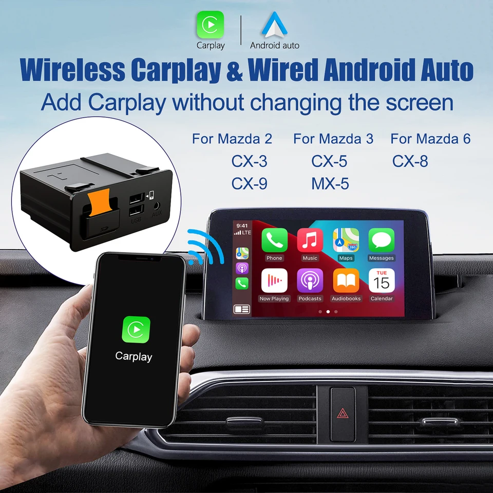 Pre Mazda 2 3 6 CX3 CX5 CX8 CX9 MX5 Wireless Apple Carplay WIRED