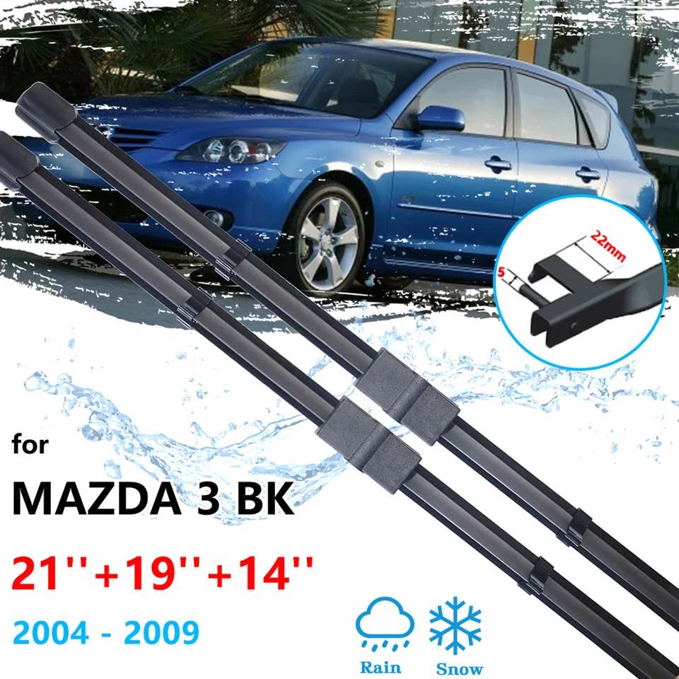 Pre Mazda 3 Bk 2004 2005 2006 2007 2008 2009 Hatchback bezrámový predný zadný zadný stierač čepele Cutter Set Automatické náhradné diely