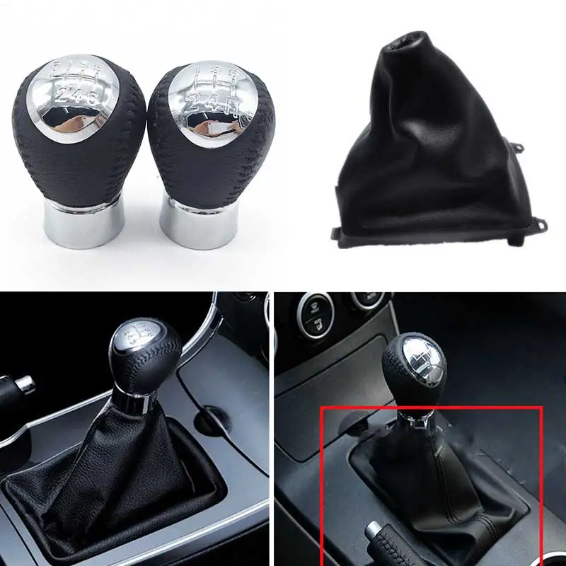 Pre Mazda 6 2002 2003 2004 2005 2006 2007 5/6 Speed ​​Gear Lever Shift Gomb s koženým topánkovým puzdrom Automatické príslušenstvo Automatické príslušenstvo