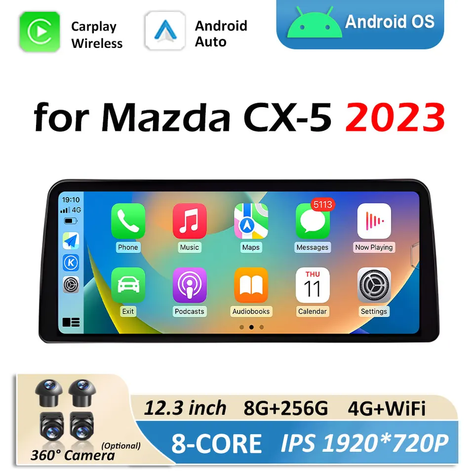 Pre Mazda CX-5 2023 GPS Navigation Wireless Carplay Car Video Multimedia rádio prehrávač DSP Stereo Bluetooth Cooling Vedúci ventilátor
