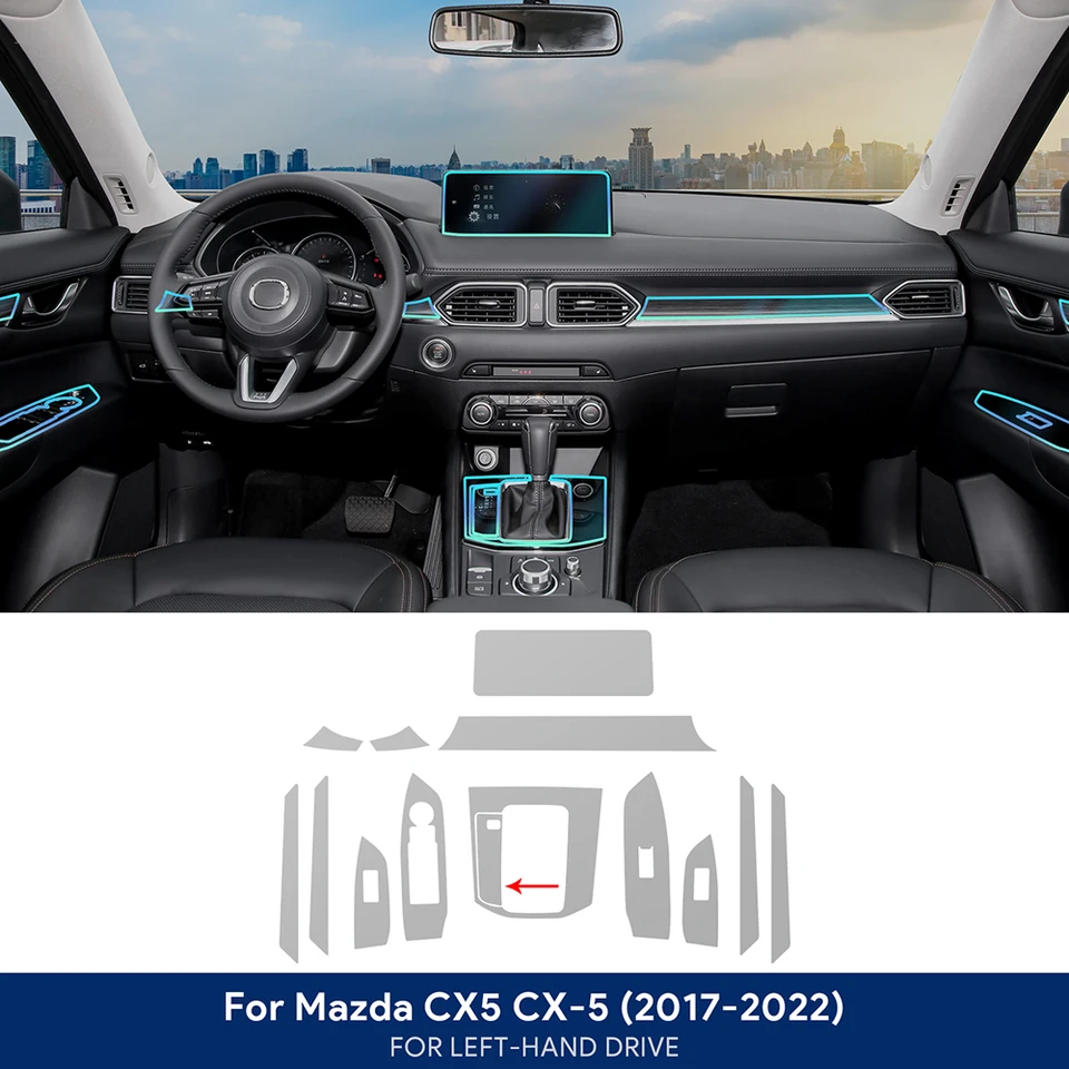 Pre Mazda CX-5 CX5 2017-2024 Film na ochranu interiéru TPU Anti-Scratch Sticker Dashboard Dashboard GPS navigačné priehľadné príslušenstvo