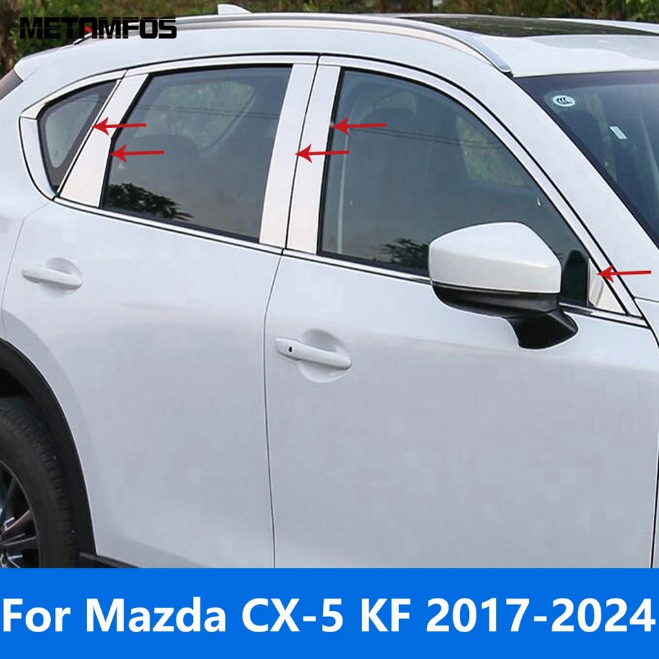 Pre Mazda CX5 CX-5 KF 2017-2023 2024 Nerezová oceľ okenná centrum BC Stĺpky Stĺpky TIME STUCKER Príslušenstvo STYLING CAR