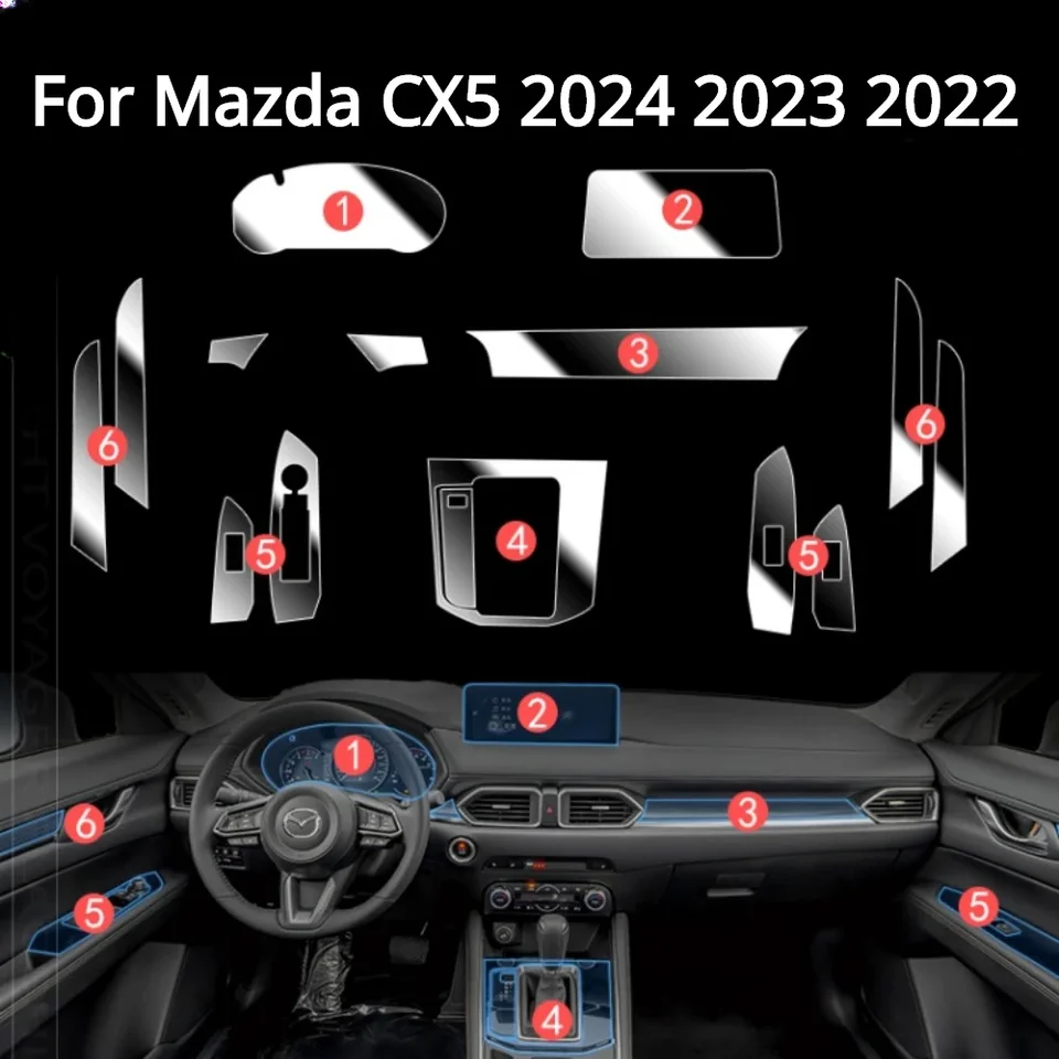 Pre Mazda CX5 XC30 2024 2023 2022 Príslušenstvo automobilový interiérový film Priehľadné TPU Gear Panel Center Console Anti-Scratch Sticker