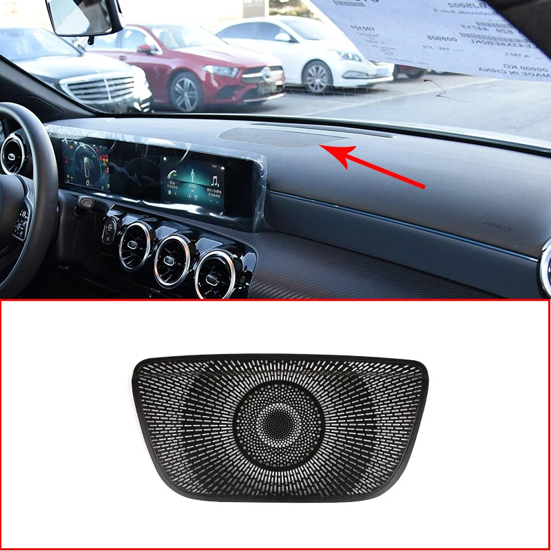 Pre Mercedes Benz A Class W177 V177 A180 A200 2019 2020 2020 Hliníková zliatina Čierna auto Dashboard Reproduktor Tin