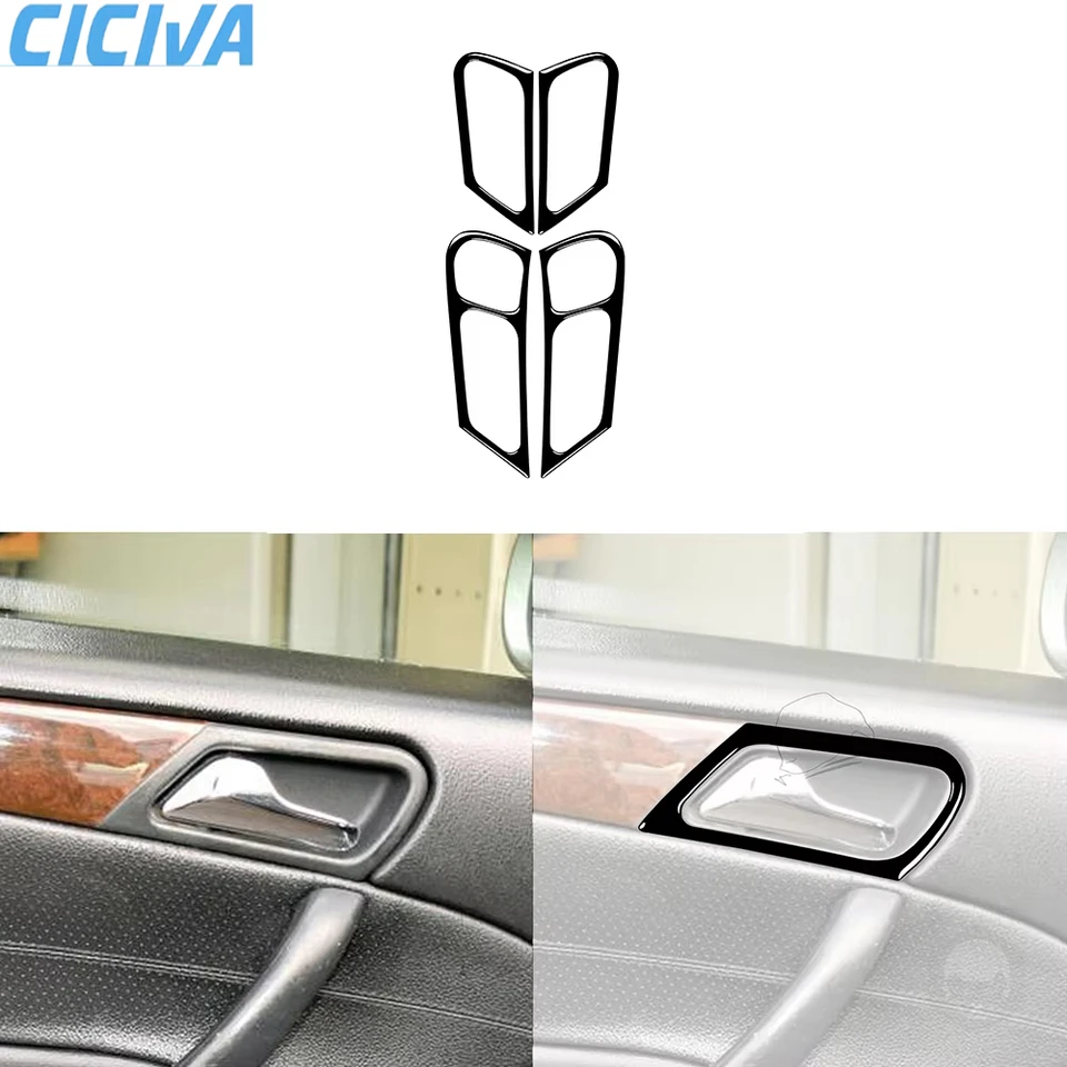 Pre Mercedes-Benz C Class W203 2005-2007 Panel sťahovača dverí (bez napájaného sedadla) kryt obklady vozidla Klavírne čierne nálepky