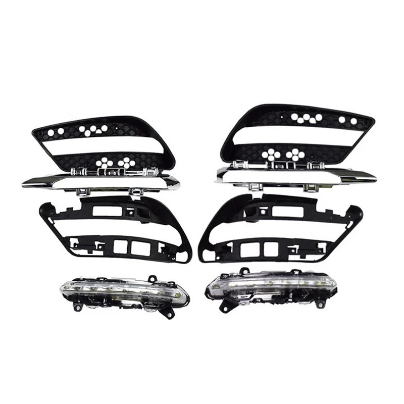 Pre Mercedes Benz C Class W204 2008-2011 Predné LED denné ledi na mriežku hmlovej hmly Grille Súprava