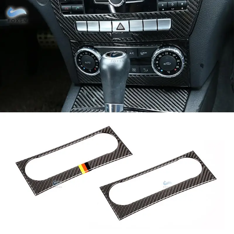 Pre Mercedes Benz C Class W204 2010 2011 2012 2013 Uhlíkové vlákno kliberové klimatické kondimenty panela Audio Control Rám kryt nálepky TIM