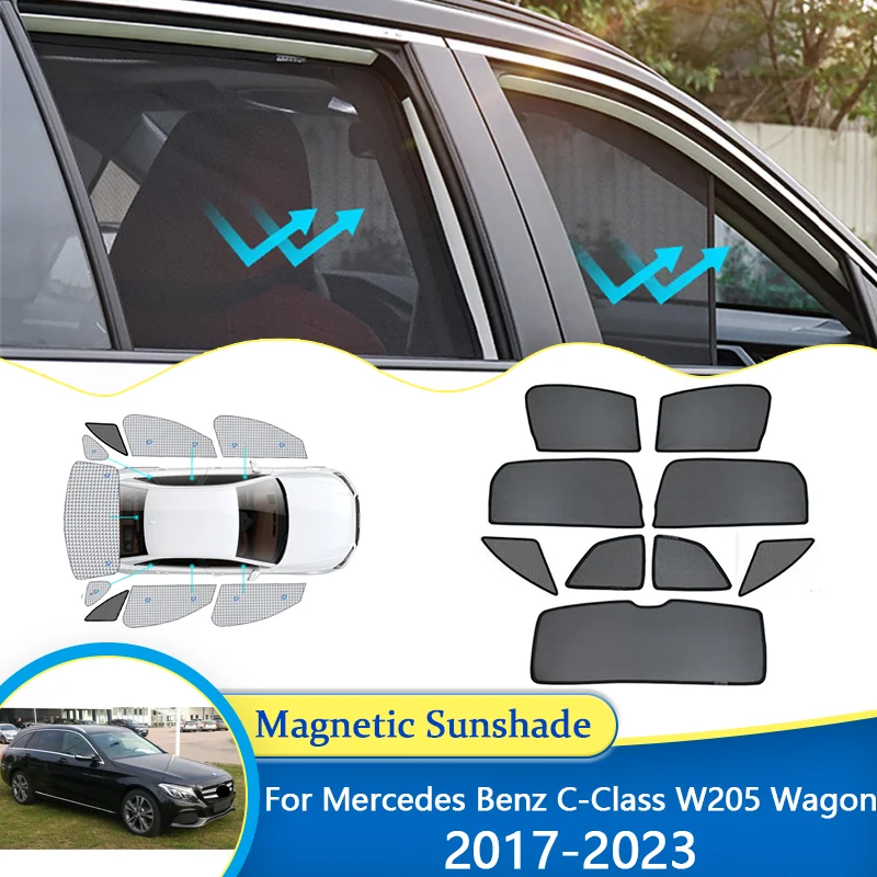 Pre Mercedes Benz Class W205 Wagon 2017 ~ 2023 Magnetické slnečné blokovanie blokovania záclon súkromia Shading Sunshade Car Auto doplnky