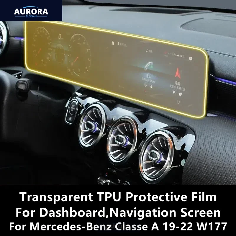 Pre Mercedes-Benz Classe A 19-22 W177 Dashboard, navigačná obrazovka Transparentná TPU Protective Film Anti-Scratch Film Film