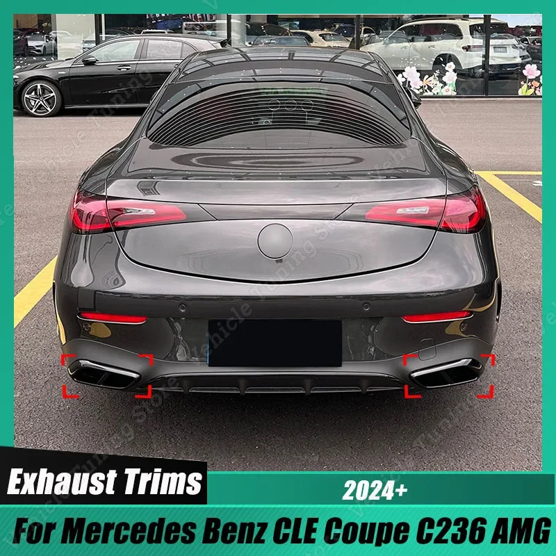 Pre Mercedes Benz CLE Coupe C236 2024+ AMG CAR Zadný štvorčlenný výfukový výfukový výfukový výfukový výfukový výfukový výfukový výfukový výfukový výfukový výfukový výfukový výfuk