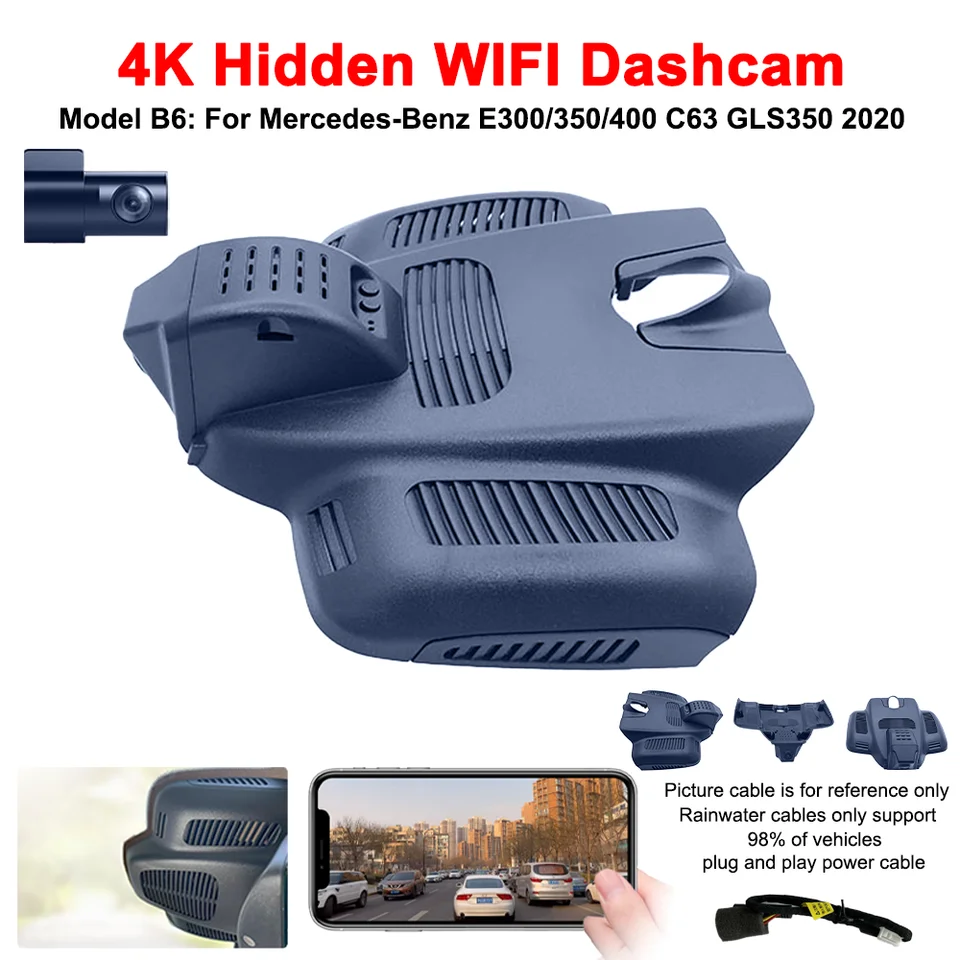 Pre Mercedes Benz e Cls Classe W213 S213 C238 A238 C257 predná a zadná 4K Dash Cam pre kameru Camera Camera Dashcam WiFi Car DVR
