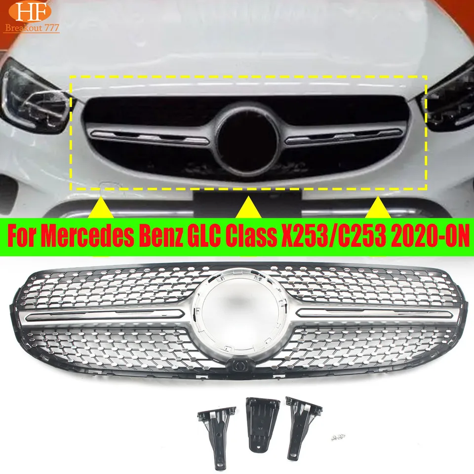 Pre Mercedes Benz GLC trieda X253/C253 2020-On GT Style s fotoaparátom predný nárazník mriežky mriežky mriežky Grilles Body Sit