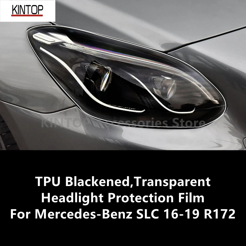 Pre Mercedes-Benz SLC 16-19 R172 TPU Blackened, Transparent Ochranná fóra svetlometov, ochrana pred svetlometom, modifikácia