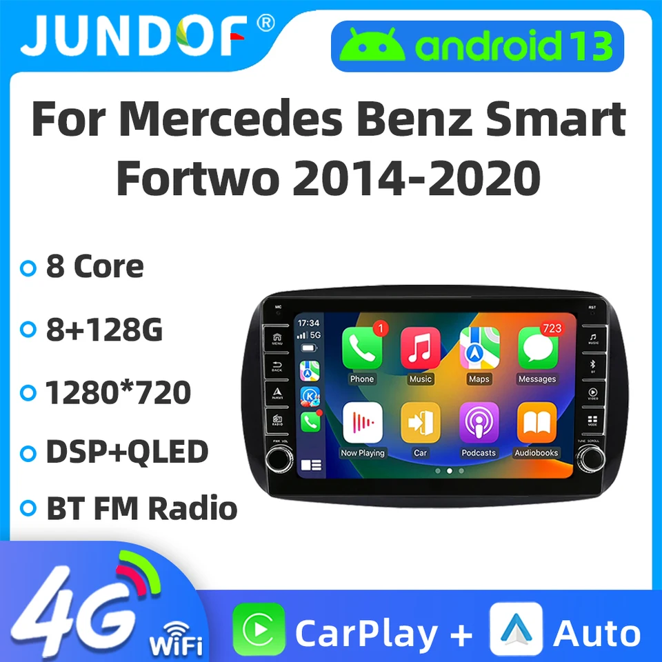 pre Mercedes Benz Smart 453 Fortwo 2014 - 2020 Multimediálny rádiový videozáznam GPS navigácia 9 palcov Android OS Auto CarPlay