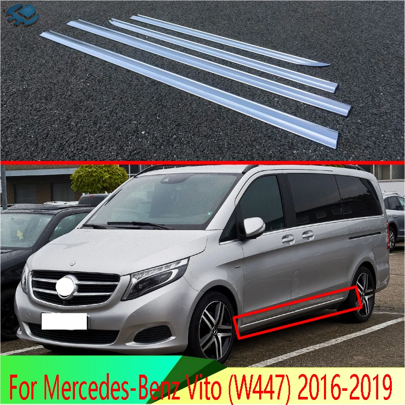 Pre Mercedes-Benz Vito (W447) 2016-2019 Príslušenstvo automobilu ABS Chrome Bočné dvere tela formovanie lišty