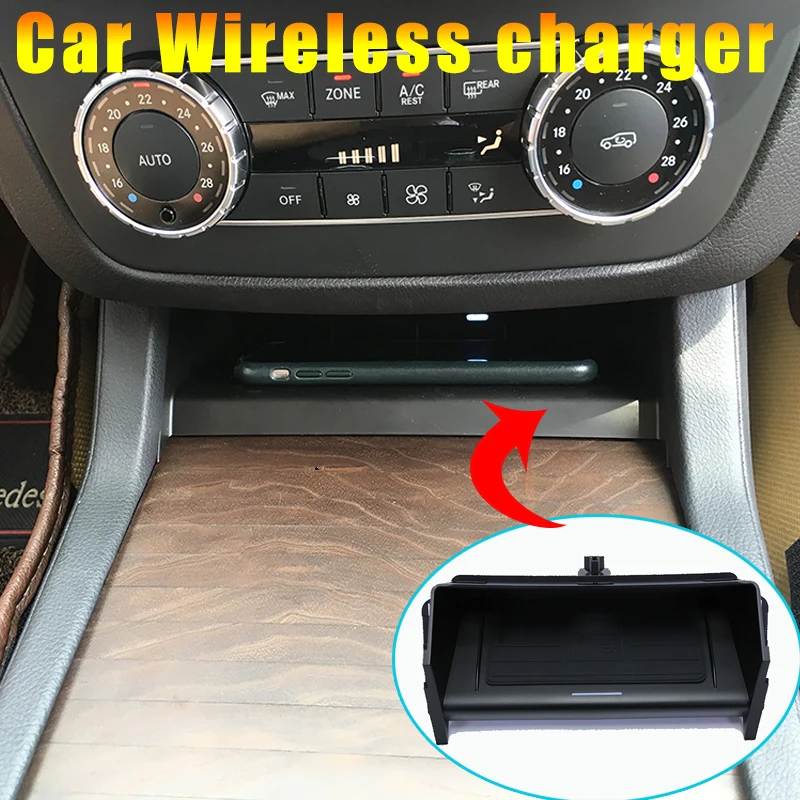 pre Mercedes GLE Qi Wireless Charger 2014-2018 GLS ML GL Mobilný telefón rýchly nabíjanie Adaptér 10W Plate Príslušenstvo W166 Nabíjanie W166