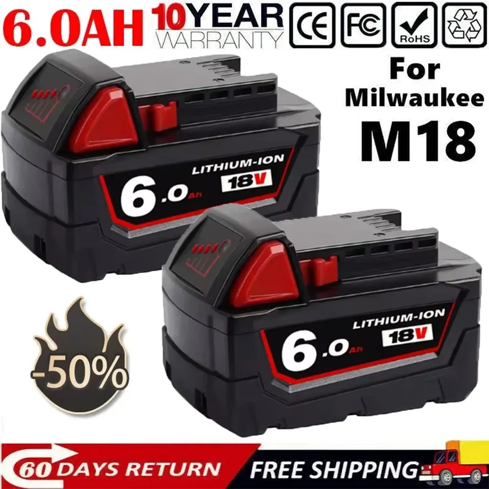 Pre Milwaukee 48-11-1852 XC 12.0 AH Capacity Battery 18V Power náradie Li-Ion Battery 48-11-1815 48-11-1850 L50