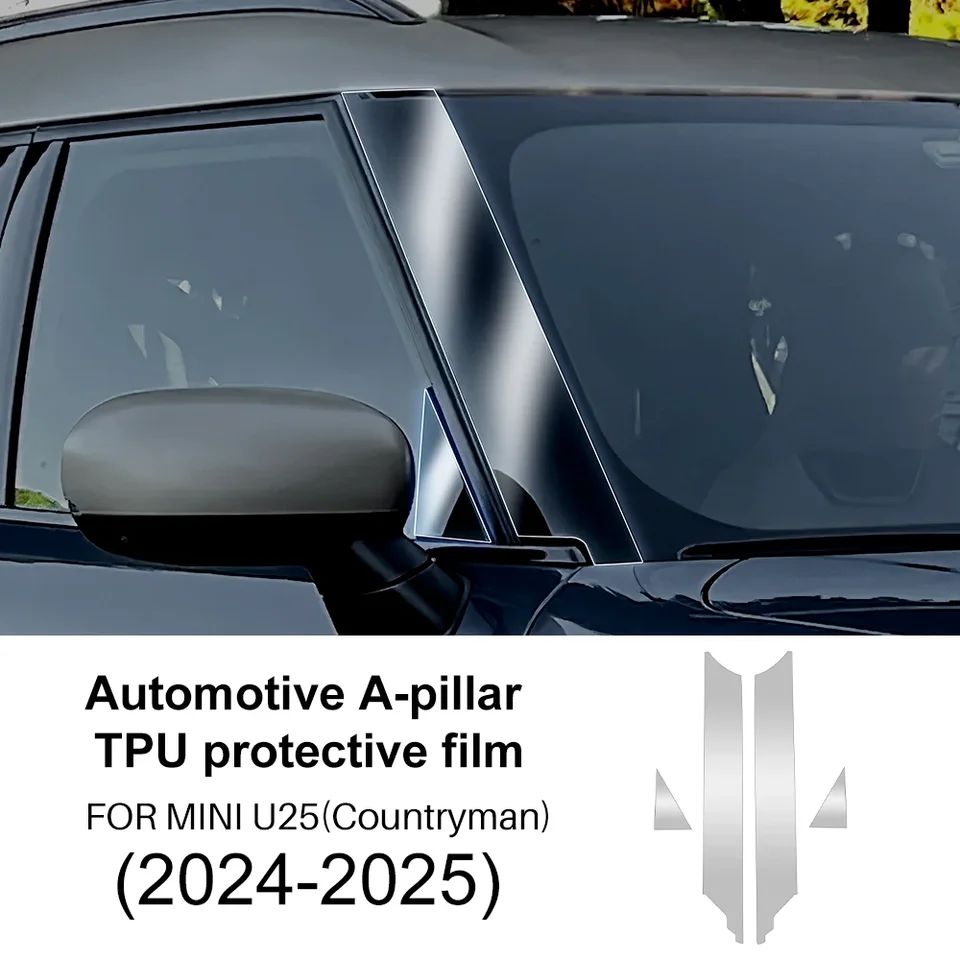 Pre Mini Cooper Countryman U25 2024 2025 TPU auto Piliery Filmové príslušenstvo Čisté ochranné nálepky okenné lišty Styling