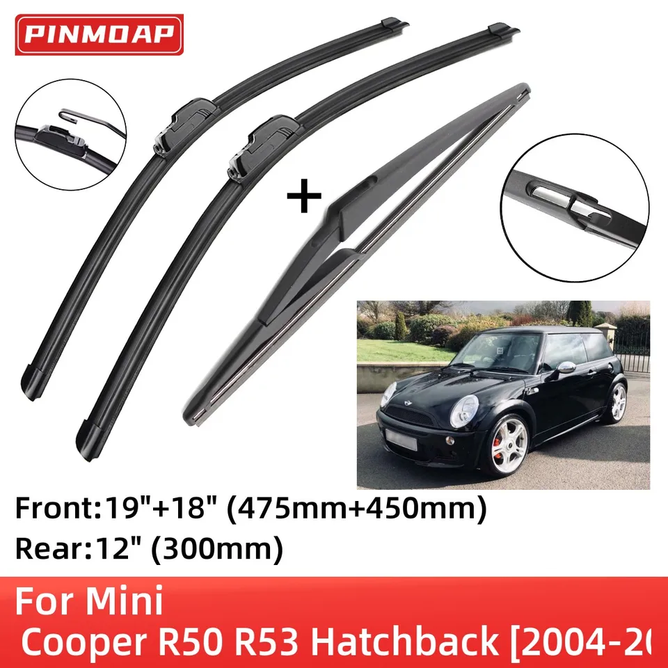 Pre Mini Cooper R50 R53 Hatchback 2004-2006 Čepele predného zadného stierača kefy Cutter Accessories J Hook 2004 2005 2006