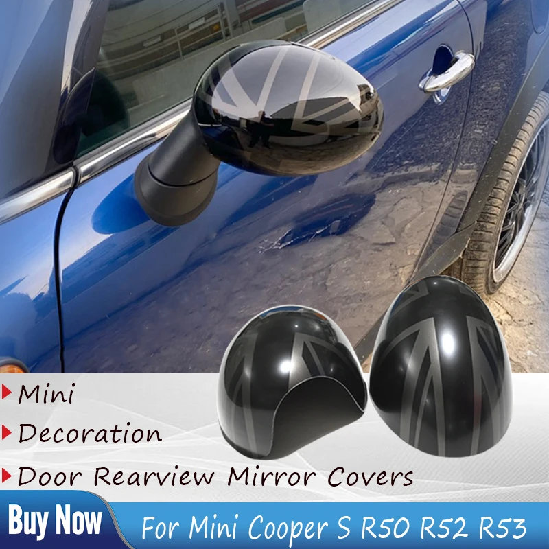 Pre Mini Cooper S Hatchback Convertible R50 R52 R53 Zadné zrkadlo Black Flag Zadné zrkadlo pokrýva dekorácie