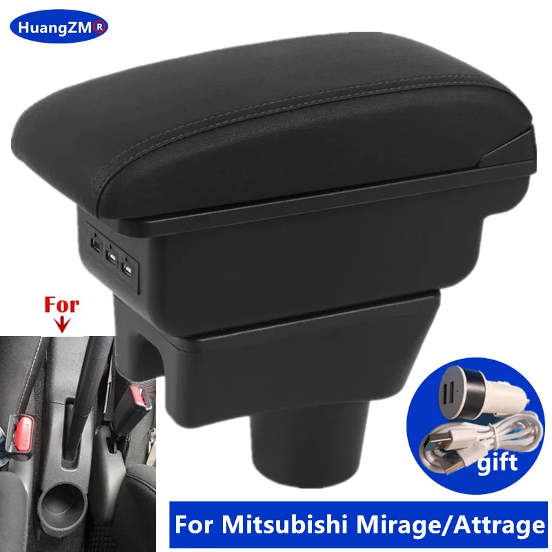 Pre Mitsubishi Attrage Mirage lakťová opierka pre Mitsubishi Mirage Space Star Star Car lakťová lakťová lakťová škatuľka dodatočná úložná skrinka