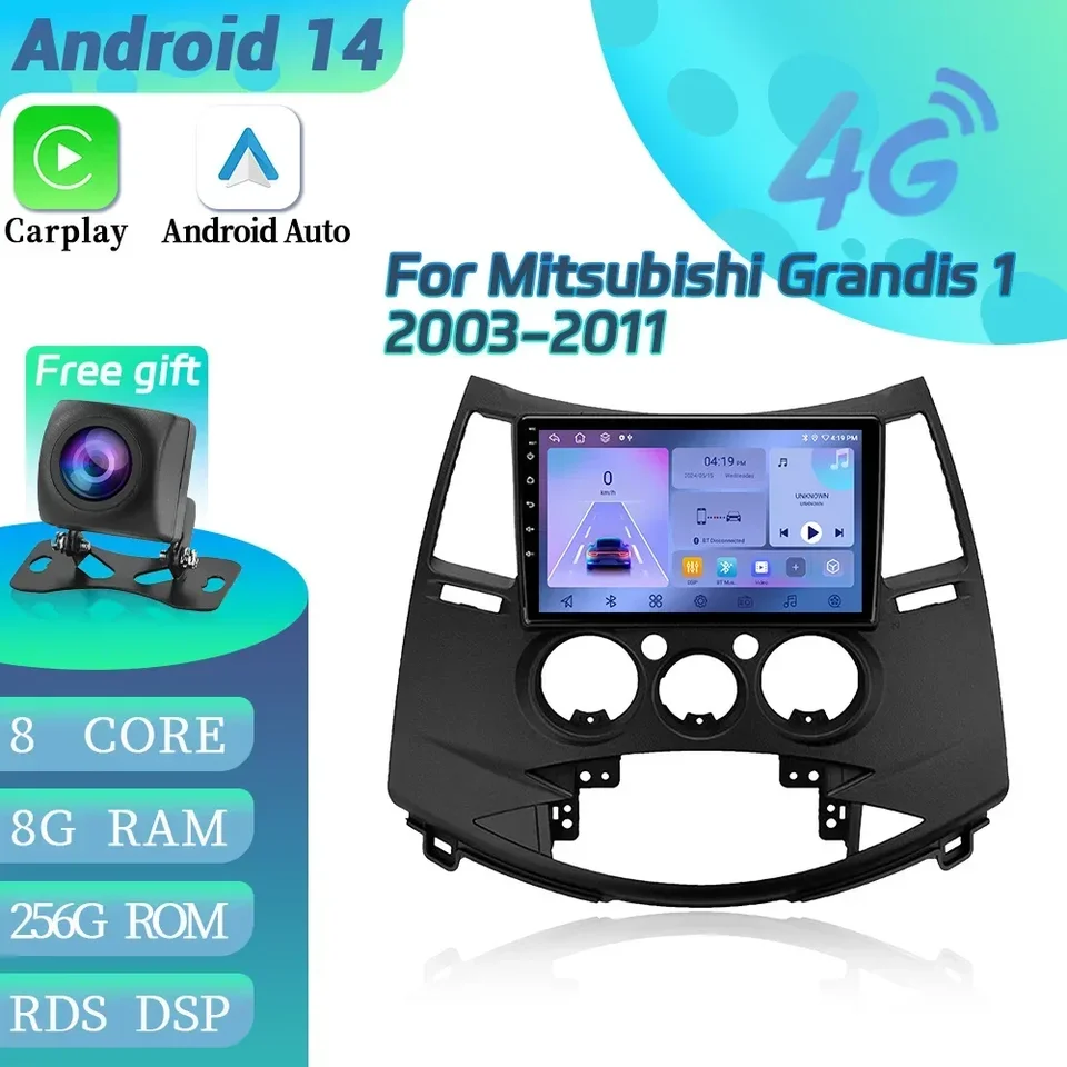 Pre Mitsubishi Grandis 1 2003-2011 Android 14 Screen Car Radio Multimedia Video Player Navigation 4G GPS multimediálna dotyková obrazovka