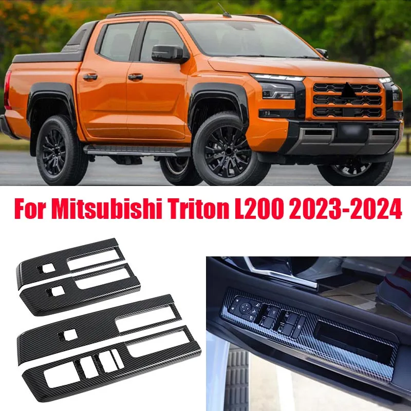 Pre Mitsubishi Triton L200 2023 2024 ABS Material Glass Glass Zdvíhací panel Dekoratívny rám s vzorom uhlíkových vlákien