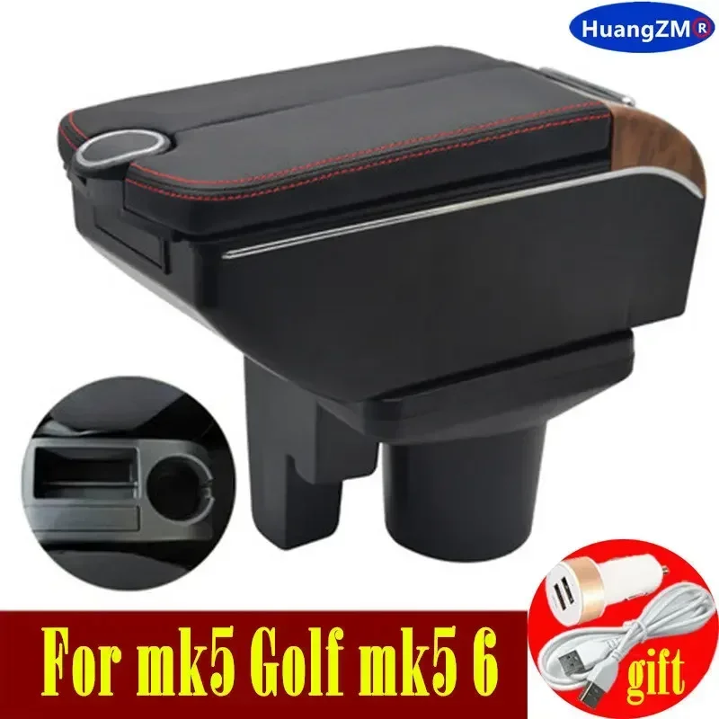 Pre MK5 Golf MK5 6 krabičky na opierky 2005-2011 Dvojité dvere Otvorené 7USB Center Console Storage Box REST REST REST