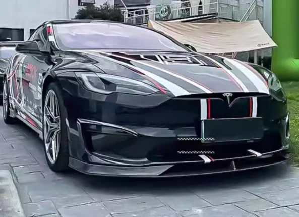Pre model Tesla Model S 2021-2024 Uhlíkové vlákno nárazník predného pera Nôž Zadný kmeň Difuser SPOILER STRÁNKA SKURA SKRAČKA CAP C BodyKIT