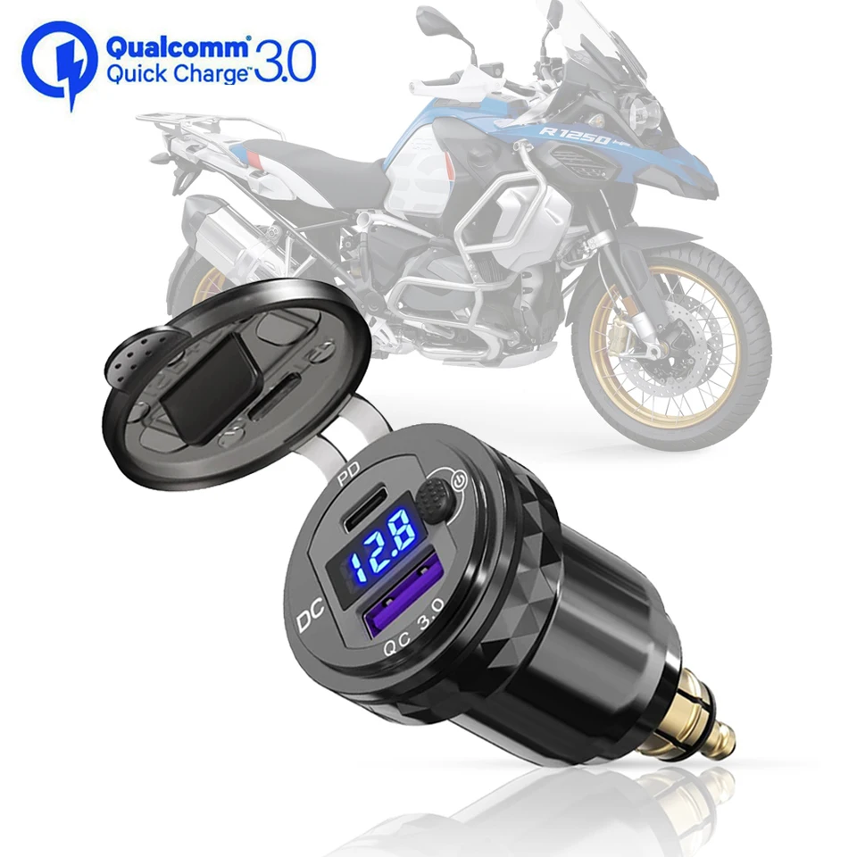 Pre motocykel BMW R1300GS R1250GS F900R 900XR R1200GS R1200RT Rýchle nabíjanie 3.0 Dual USB Nabíjačka zástrčkovej zásuvky Typec Adapter Typec