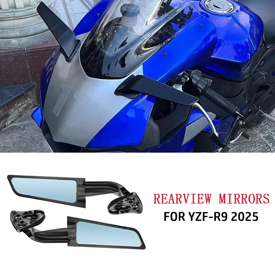 Pre motocyklové príslušenstvo tajné zrkadlá Športové krídla zrkadlo nastaviteľné zrkadlo YZF-R9 YZFR9 YZF R9 2025