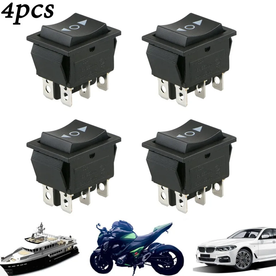 Pre motocyklové spínačy Rocker Plast kov 4 kusy 6pin čierne ovládanie auta pre DPDT Momentary Off