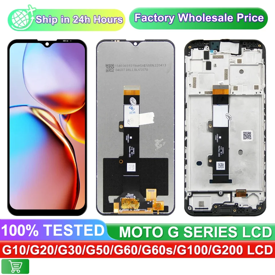 Pre Motorola Moto G10 G20 G30 G50 G100 LCD DISPLEY DISPLEY DISPITIZER s obrazovkou s výmenou rámu G50S G60S