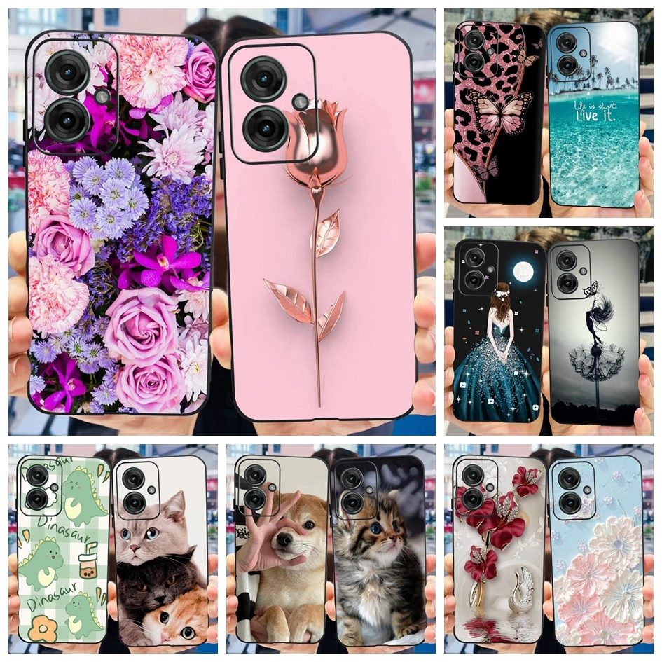 Pre Motorola Moto G55 5G puzdro Čierny TPU Soft Silikone Funda Shock -odolný kryt pre Moto G55 2024 TELEFINNÝ kryt G 55 Ochranná škrupina
