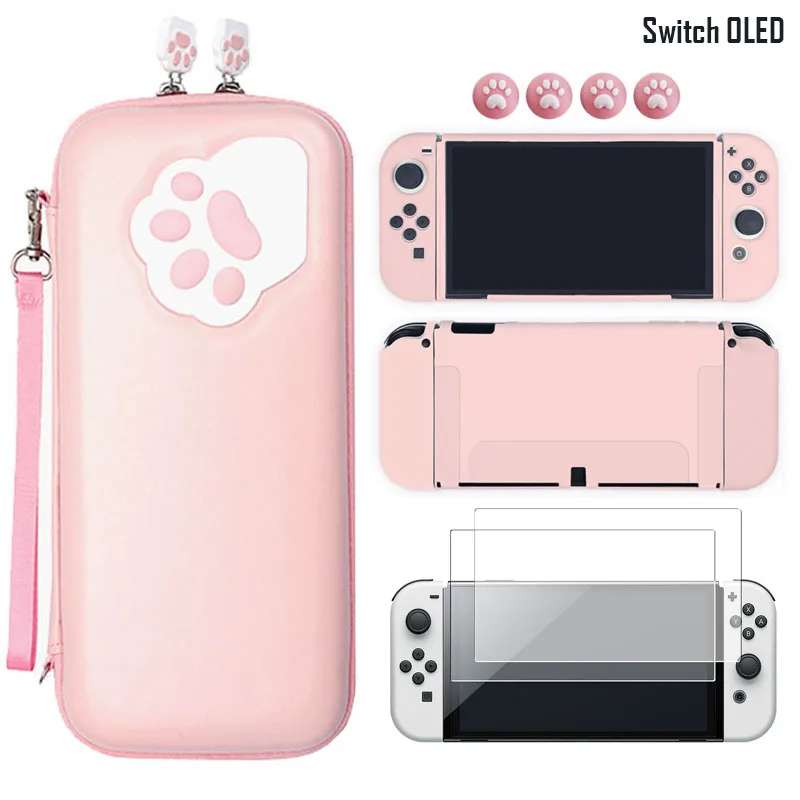 Pre Nintendo Switch OLED Paw prepravu puzdra vrecka so mäkkou ochrannou pokožkou pokožky pre Nintendoswitch OLED
