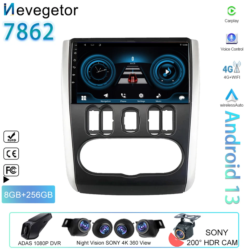 Pre Nissan Almera 2012 - 2019 CAR Radio Multimedia Video Player GPS Navigation Android Auto CarPlay WiFi HDR Screen č. 2DIN DVD