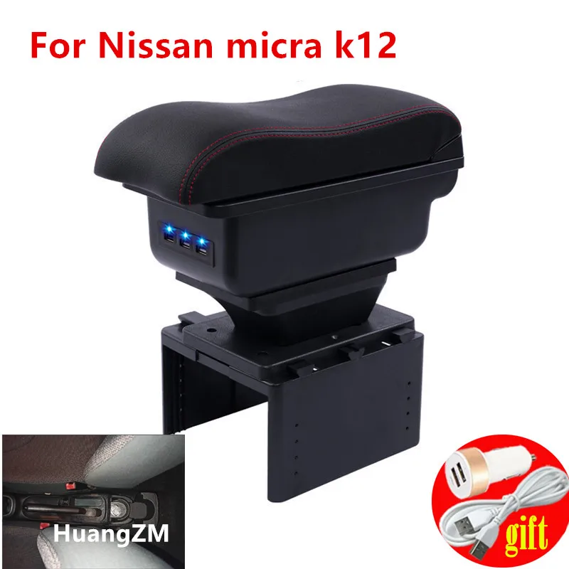 Pre Nissan Micra K12 Lest krabičky Vnútorné diely Špeciálne dodatočné diely Stredová skrinka lakťová lakťovacia lakť