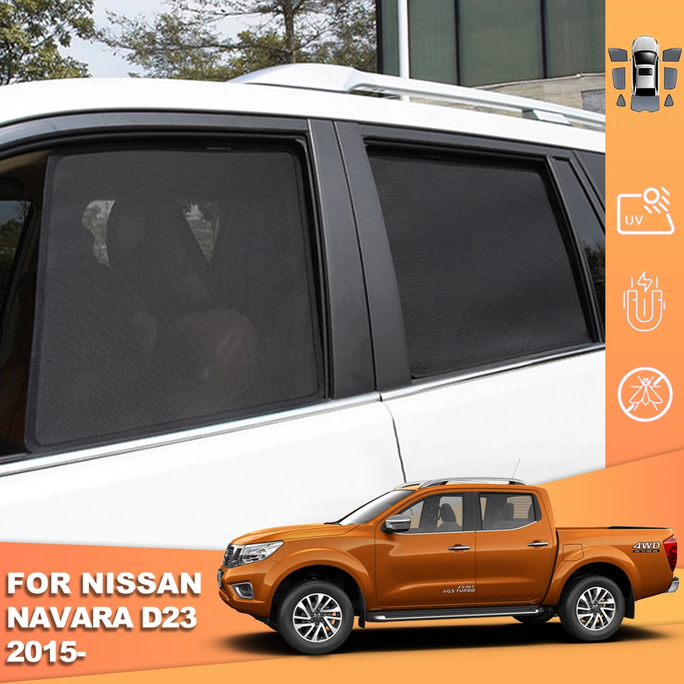 Pre Nissan Navara D23 Frontier NP300 2015-2024 Car Sunshade Visor Zadná strana detské okno Slnko predné čelné sklo rám rámcov