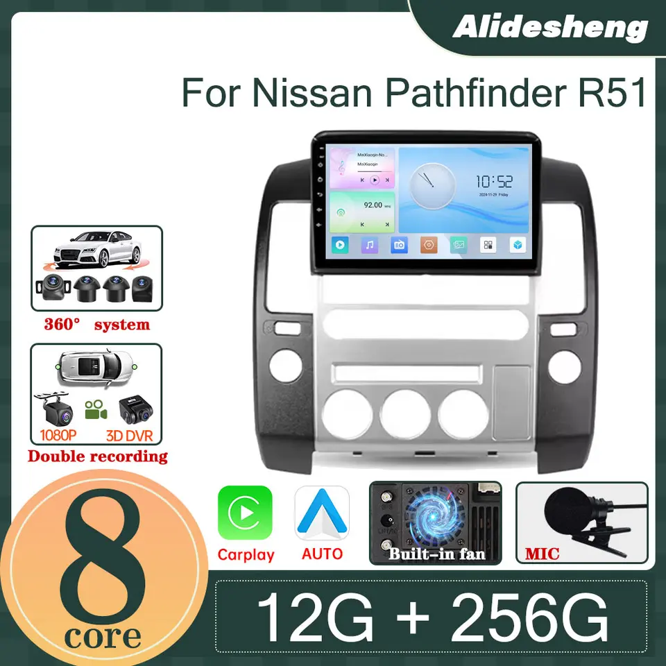 Pre Nissan Pathfinder R51 2004 - 2009 Android 13 CarPlay Car Radio Multimedia Player GPS Navigation Auto 2DIN 12G + 256G