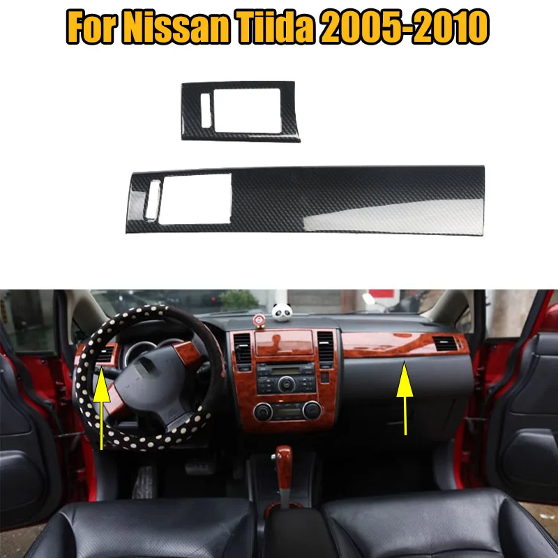 Pre Nissan Tiida 2005 2006 2007 2008 2009 2010 2ks predná stola predného stredného ovládacieho vzduchu Vzduch 5D farby uhlíkových vlákien
