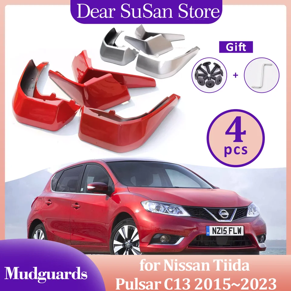 pre Nissan Tiida Pulsar C13 2015 ~ 2023 2016 Mudguards Fender Fender Fender Fender Fender Mud bahenné klapky Striekacia strážca kryt Spoiler Car Auto
