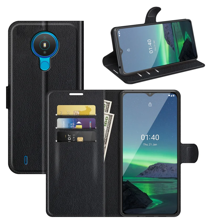Pre nokia 1.4 puzdro zakryte peňaženku kožené kožené kožené puzdro pre nokia 1.4 Vysoko kvalitný kryt stojanu pre Nokia 1.4