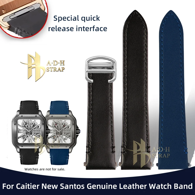 Pre nový Cartier Santos Cow kožené Wathband WSSA0010 Rýchle uvoľňovacie rozhranie remienok 19 mm vodotesná a mäkká skladacia spona
