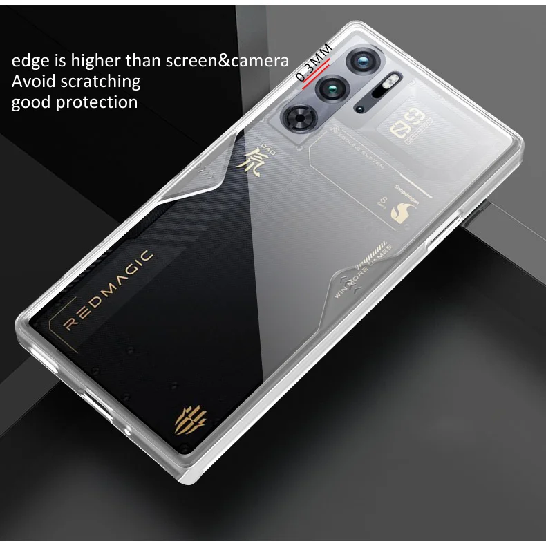 Pre Nubia Red Magic 9 Pro / 9 Pro Plus puzdro Elvev Shock odolný voči solídnym akrylom + mäkký zadný kryt na okraji TPU Edge