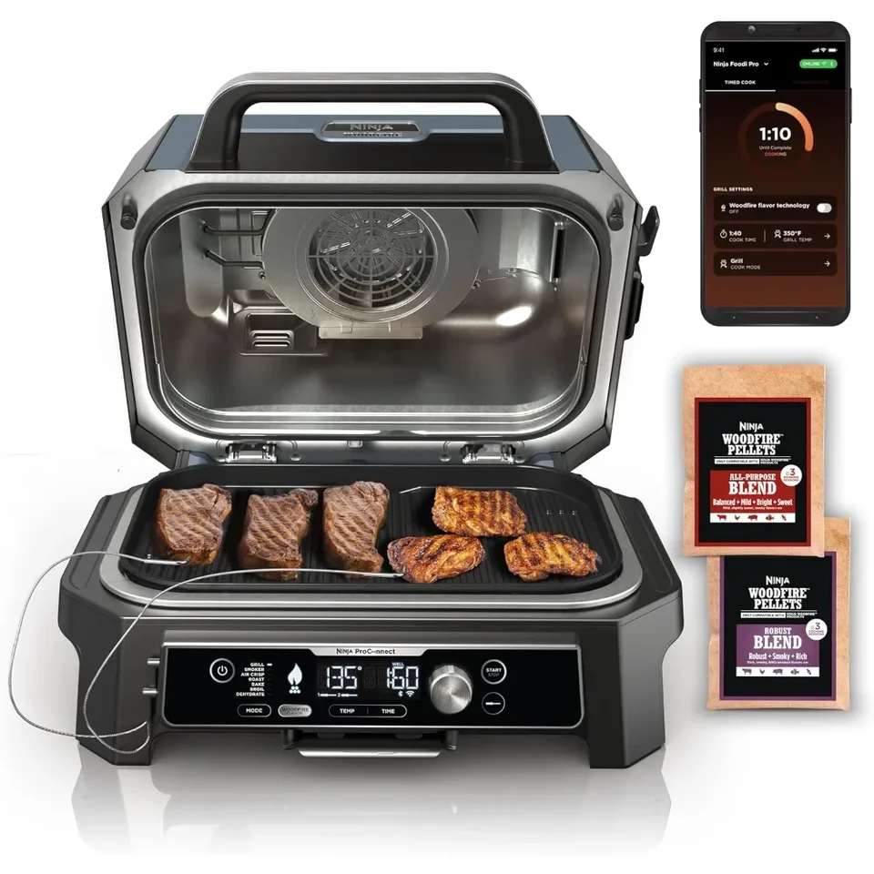Pre OG951 Woodfire Pro Connect Premium XL Outdoor Grill & Smoker, Bluetooth, App Enabled, 7-in-1 Master Grill, BBQ Smoker