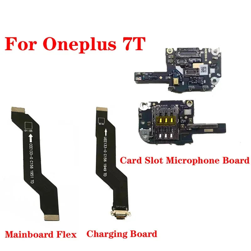 Pre OnePlus 7T USB nabíjací port Dock Dock Mikrofón SIM SIM SIM SICKONNÁ OBCHODNÁ OBCHODNÁ DOPATLA DOPADLA KABELOVÝ KAMEROVÝ KAMER FLOW COFL